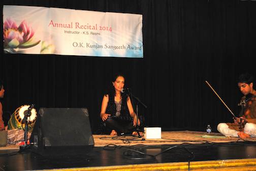 Some of K.S. Resmi's private students performing at the Annual Day Recital & Competition - Dr. Rupinder Sandhu accompanied by Kamalakiran Vinjamuri (violin) & Srikar Chittari (mridangam).